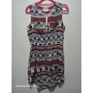 Elephant Print Size L Sleeveless Dress, Mini Length Casual Dress, Travel Dress